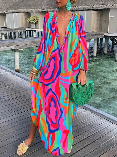 Boho Print Dress Gusaino