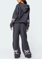 Women's Bow Detail Hoodie Sweat Set (Buy 2 Free Shipping) mysite