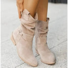 Suede Ankle Boots, Low Heel, Zip Closure, Casual Comfort FOUR RIVAGE