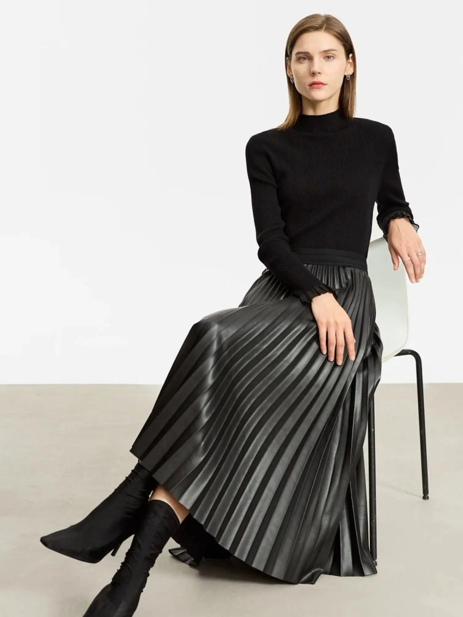 Pleated Leather Skirt Myla