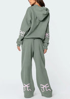 Women's Bow Detail Hoodie Sweat Set (Buy 2 Free Shipping) mysite