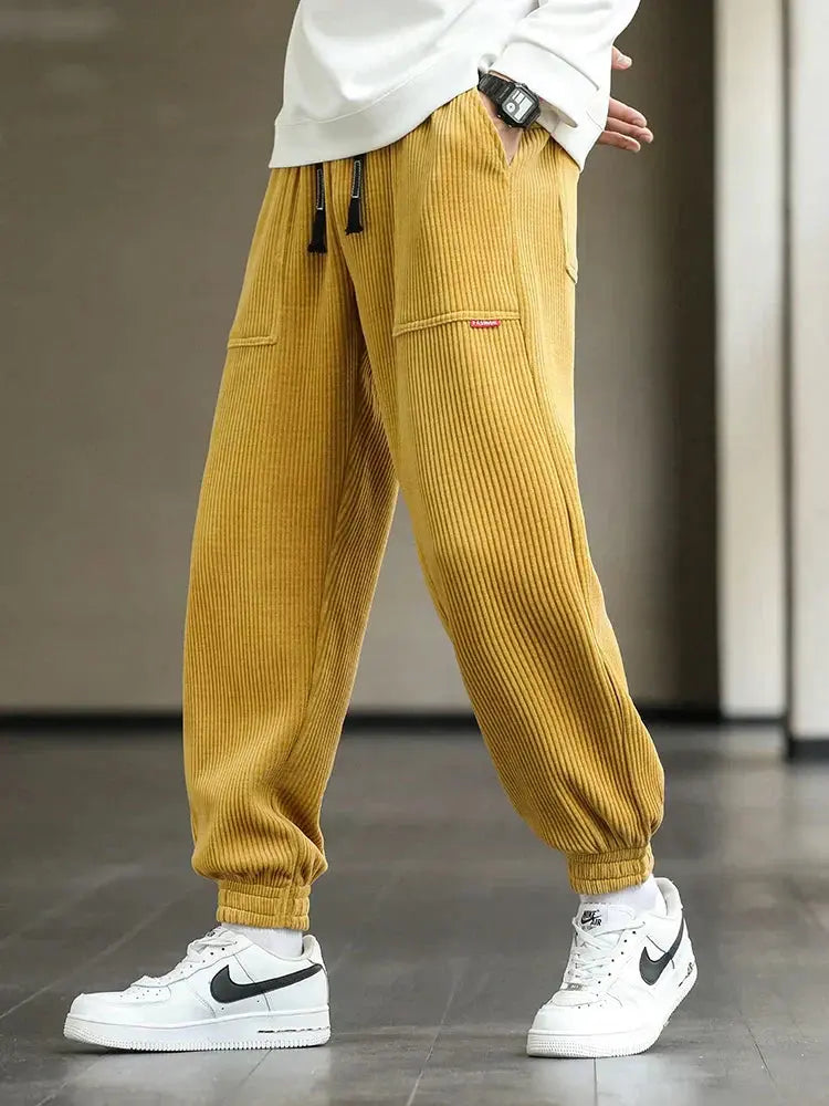 Men Winter Corduroy Sweatpants - Ankle Length, Loose Jogger Style FOUR RIVAGE