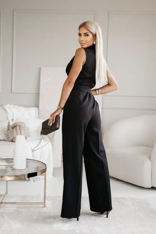 Ivyshape | Women's Elegant Jumpsuit Black And White Ivyshape