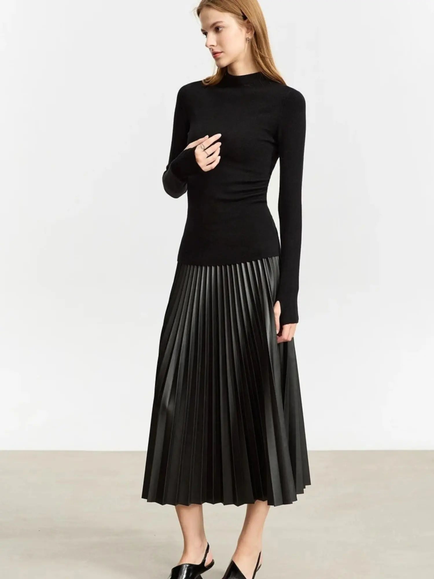 Pleated Leather Skirt Myla