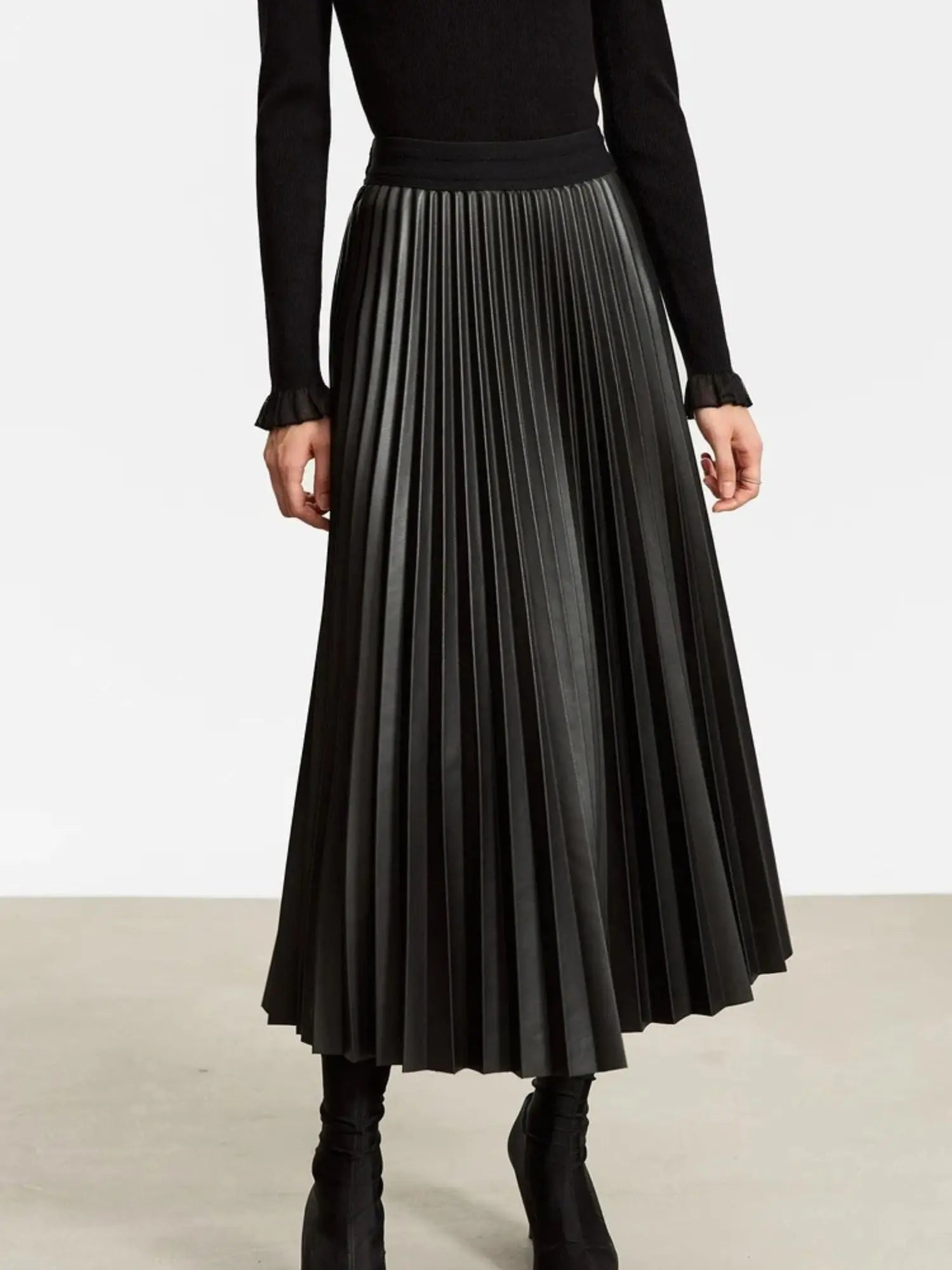 Pleated Leather Skirt Myla