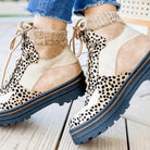 Color Contrast Leopard Print Chunky Heel Boots FOUR RIVAGE