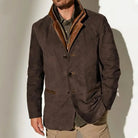 Men Vintage Hip-Length Jacket - Stand Collar, Single-Breasted FOUR RIVAGE