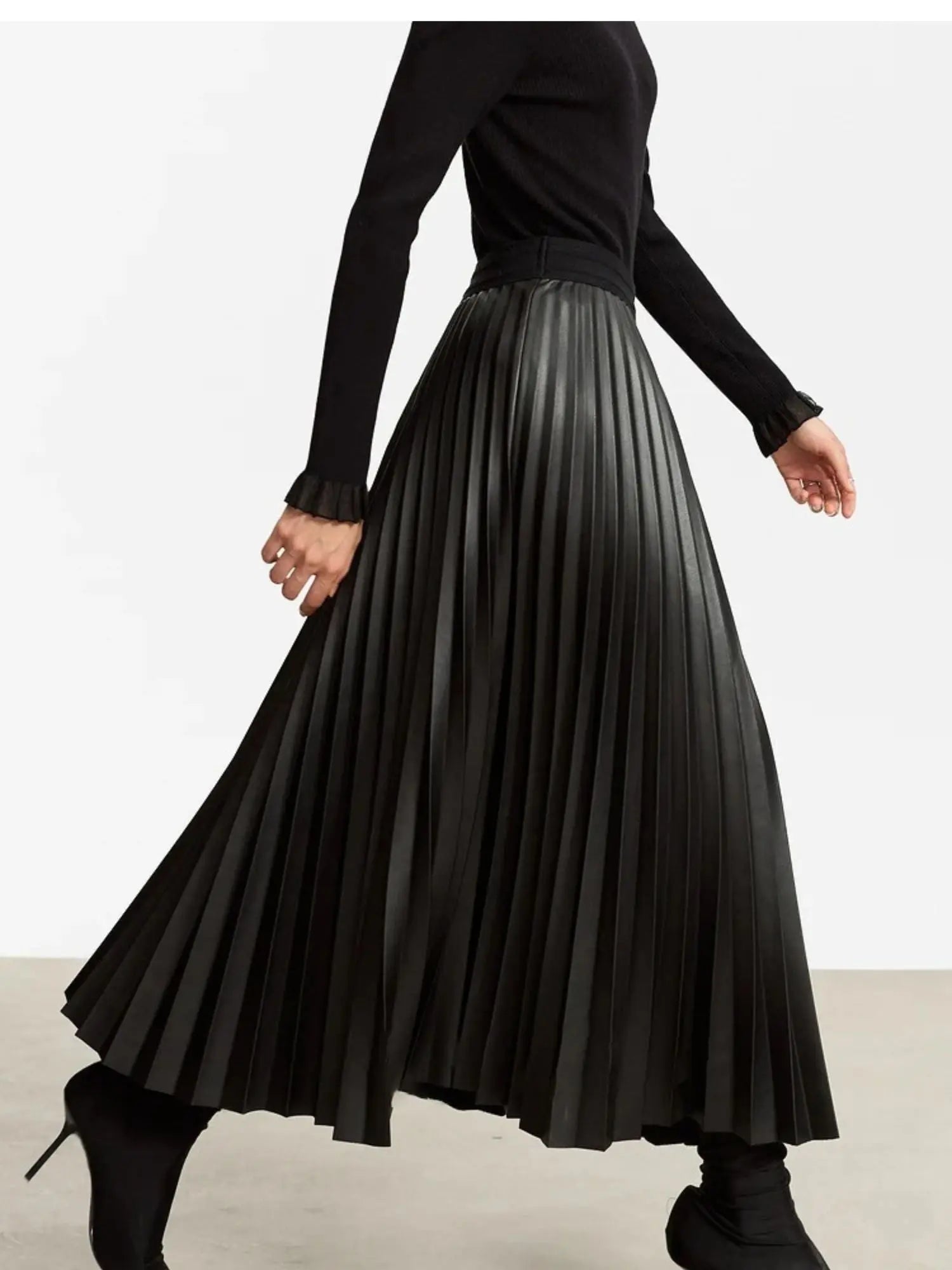 Pleated Leather Skirt Myla