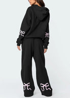 Women's Bow Detail Hoodie Sweat Set (Buy 2 Free Shipping) mysite