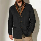 Men Vintage Hip-Length Jacket - Stand Collar, Single-Breasted FOUR RIVAGE