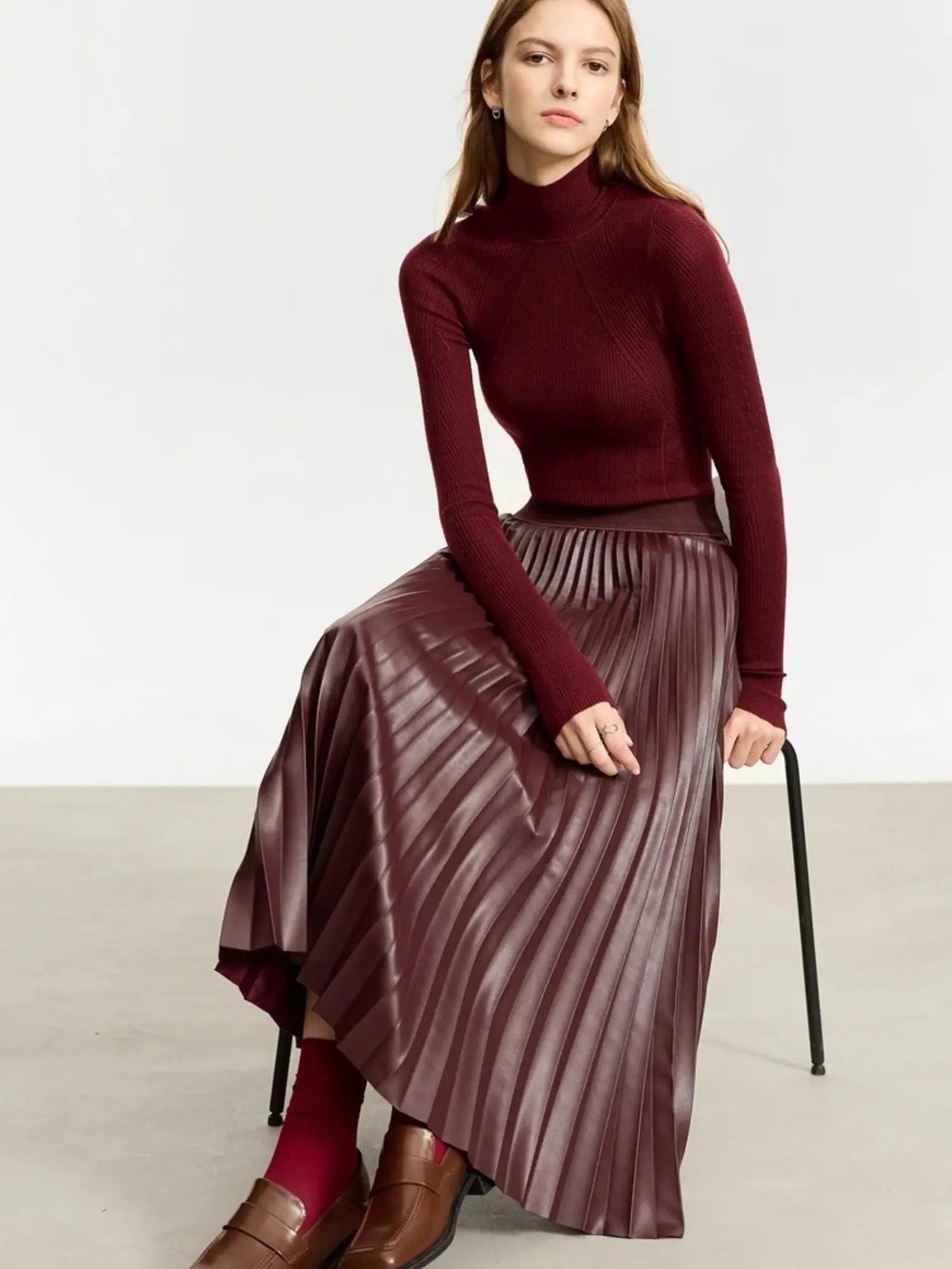 Pleated Leather Skirt Myla