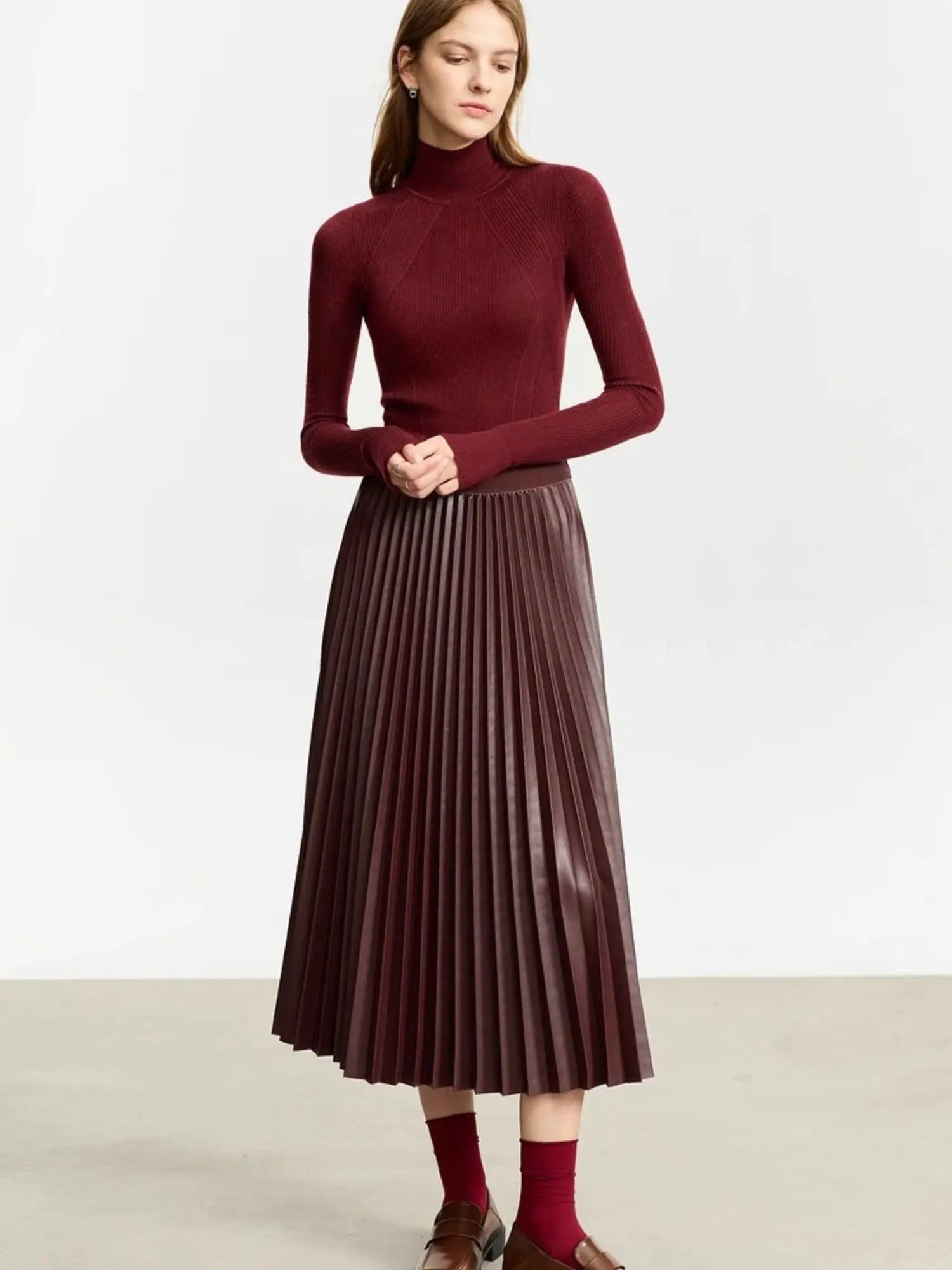 Pleated Leather Skirt Myla