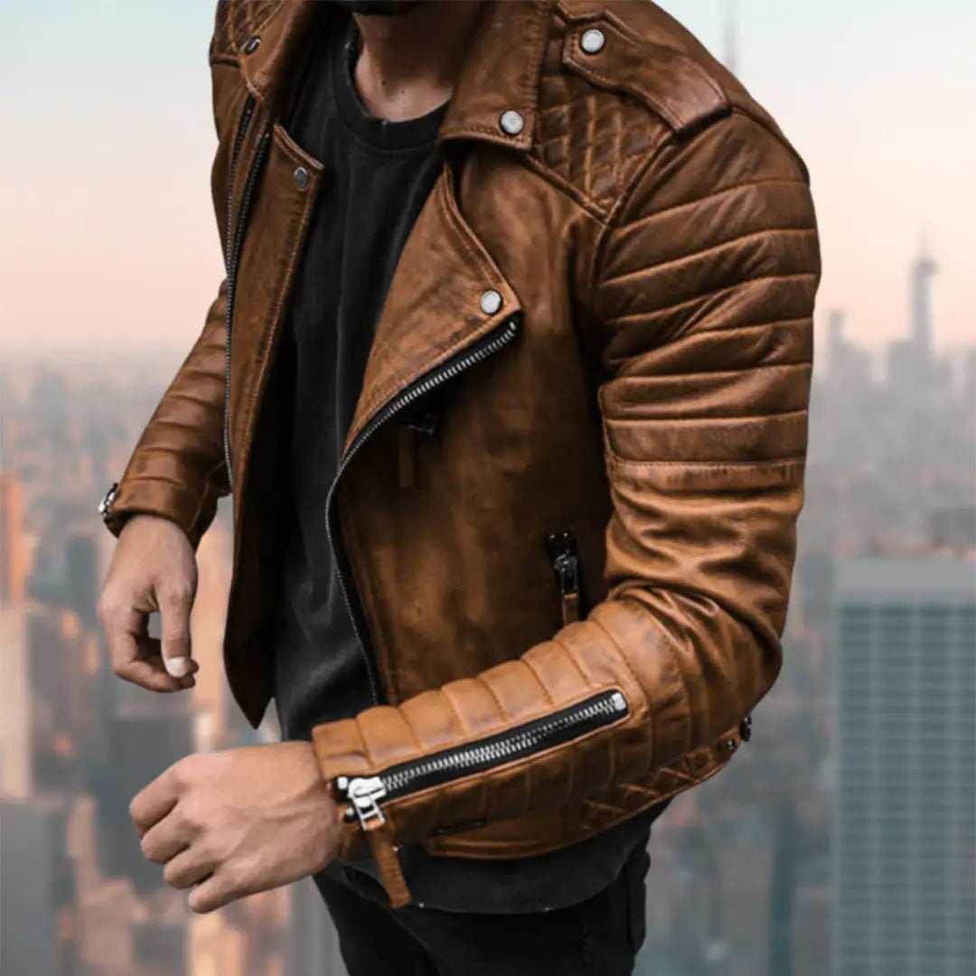 Leather Biker Jacket - Stylish Design, Premium Material FOUR RIVAGE