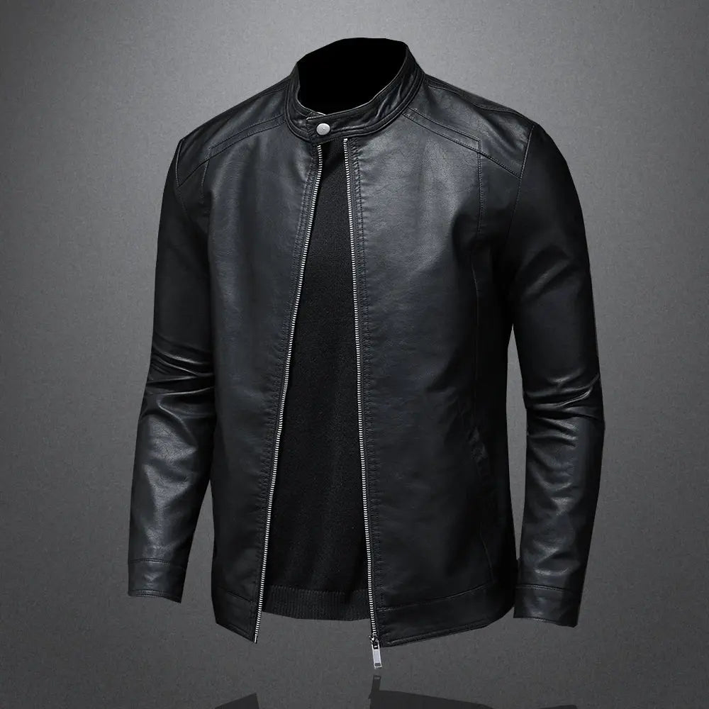 Bomber Leather Jacket – Slim Fit, Classic Motorcycle Style FOUR RIVAGE