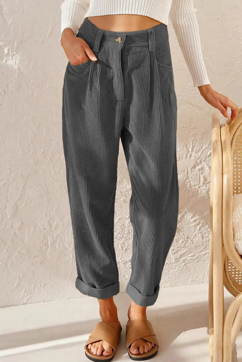 Relaxed Straight Leg Corduroy Trousers FOUR RIVAGE