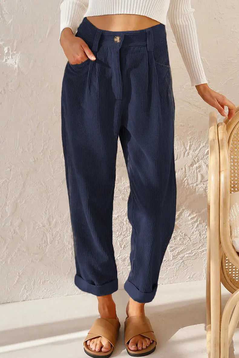 Relaxed Straight Leg Corduroy Trousers FOUR RIVAGE