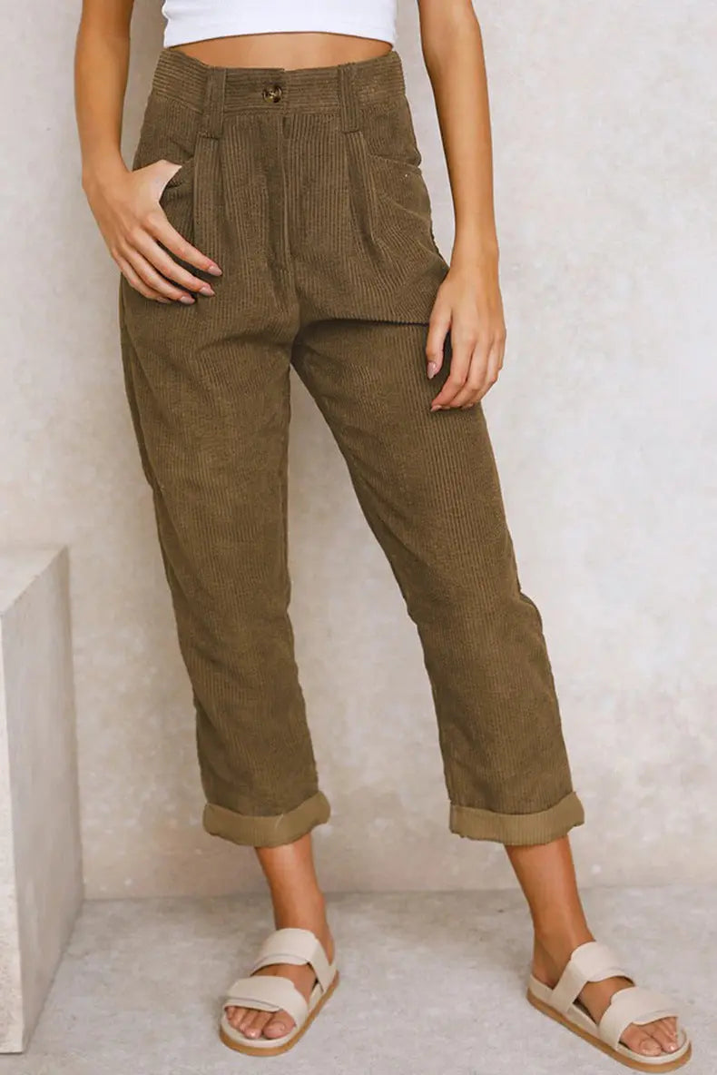 Relaxed Straight Leg Corduroy Trousers FOUR RIVAGE