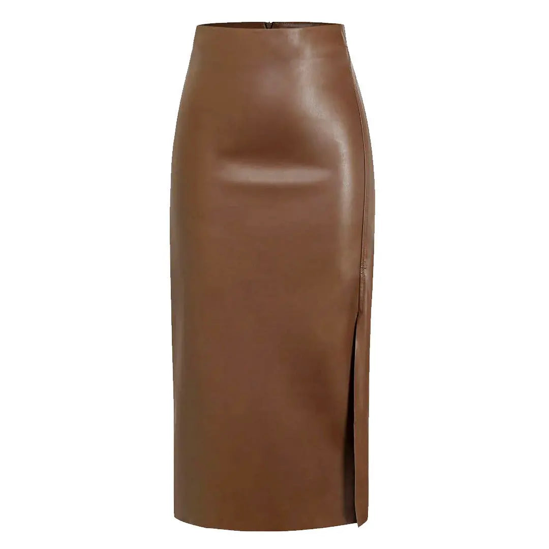 Split High Waist PU Leather Skirt FOUR RIVAGE