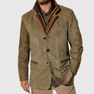 Men Vintage Hip-Length Jacket - Stand Collar, Single-Breasted FOUR RIVAGE