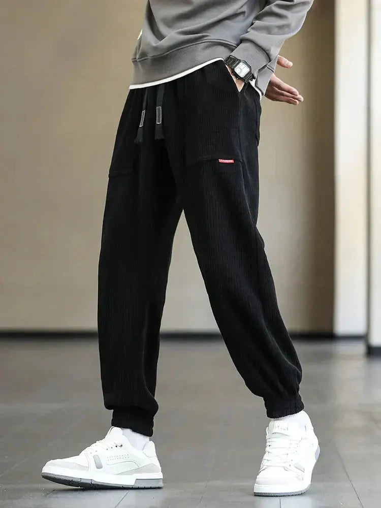 Men Winter Corduroy Sweatpants - Ankle Length, Loose Jogger Style FOUR RIVAGE