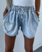 Rhinestone Heart Shorts Gusaino