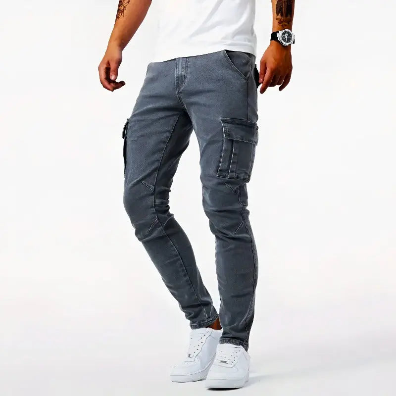 Premium Stretch Tapered Cargo Jeans FOUR RIVAGE