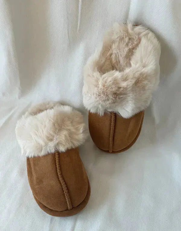 Fluffy Mule Slides – Faux Fur Lining FOUR RIVAGE