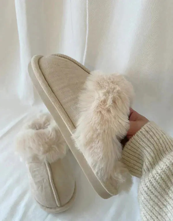 Fluffy Mule Slides – Faux Fur Lining FOUR RIVAGE