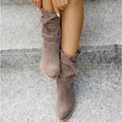 Suede Ankle Boots, Low Heel, Zip Closure, Casual Comfort FOUR RIVAGE