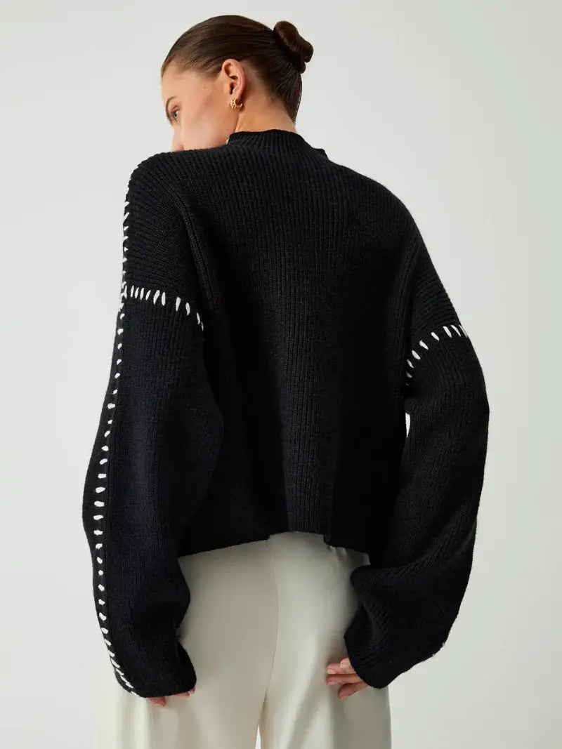 Stitch Detail Crewneck Sweater FOUR RIVAGE