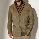 Men Vintage Hip-Length Jacket - Stand Collar, Single-Breasted FOUR RIVAGE