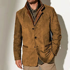 Men Vintage Hip-Length Jacket - Stand Collar, Single-Breasted FOUR RIVAGE