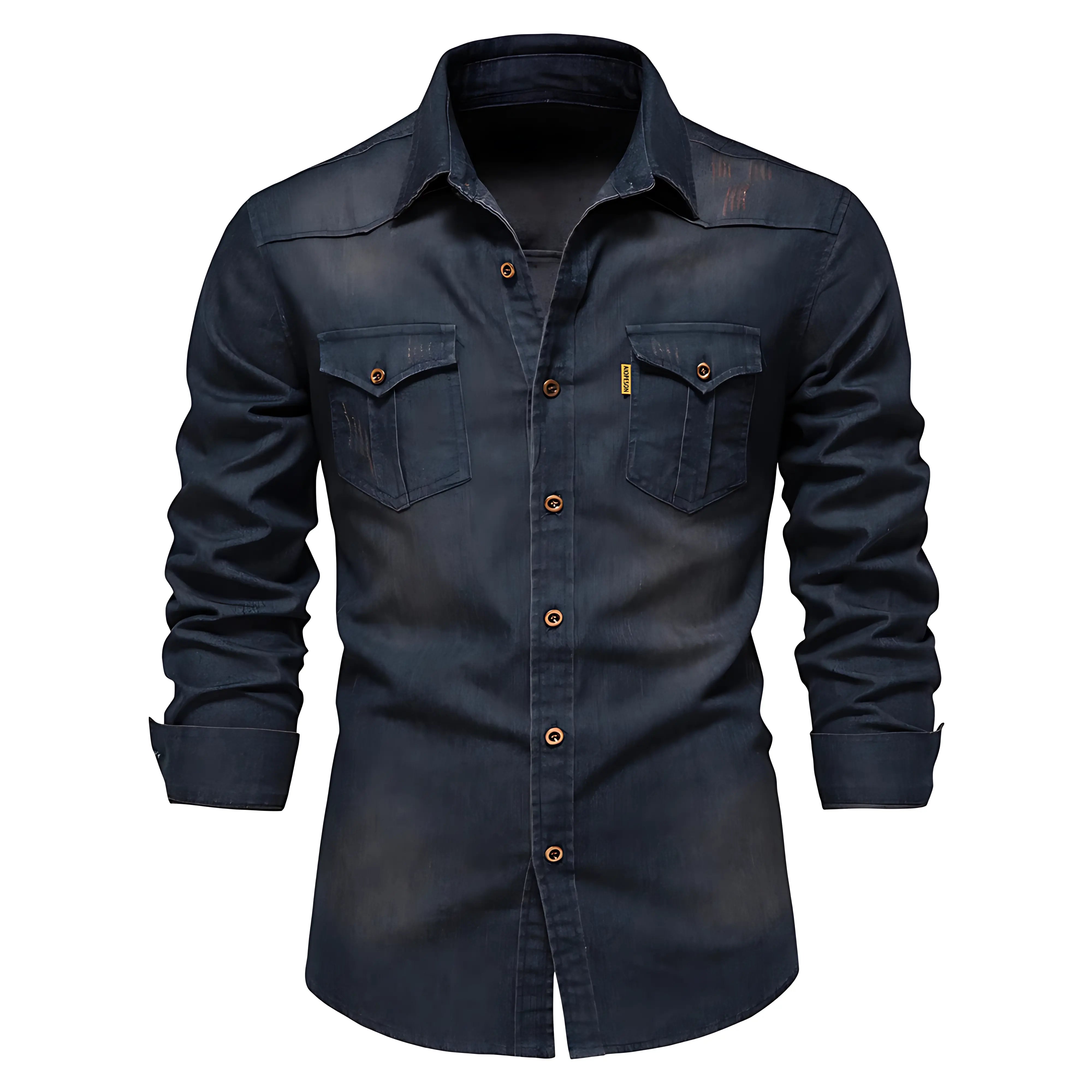 Adaptive Fit Cotton Denim Shirt FOUR RIVAGE